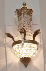  antike Wandlampen Bronzelampen Kristallglas