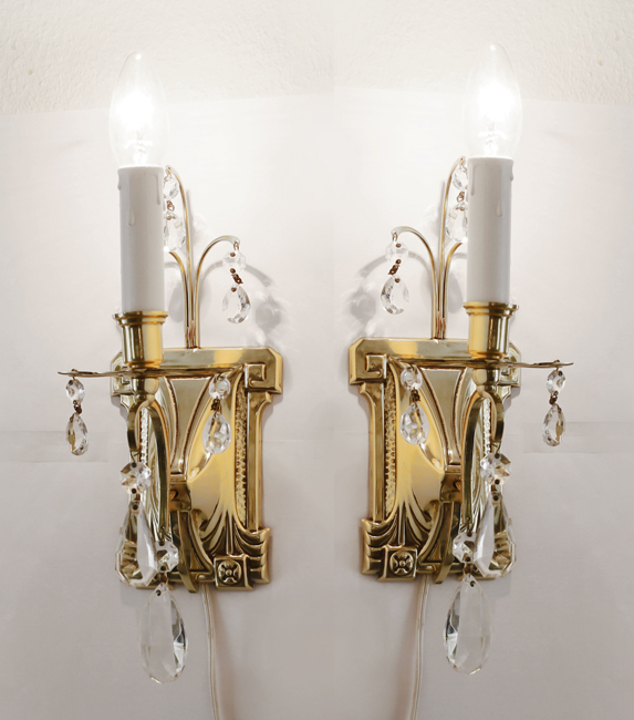 Paar Jugendstil Appliken Wandlampen Messing Lampe