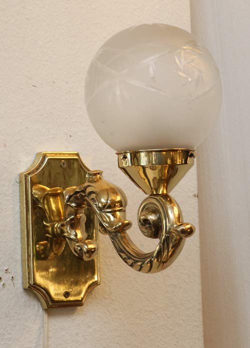 Gründerzeit Wandlampe Wandarm Amplique Messing Lampe