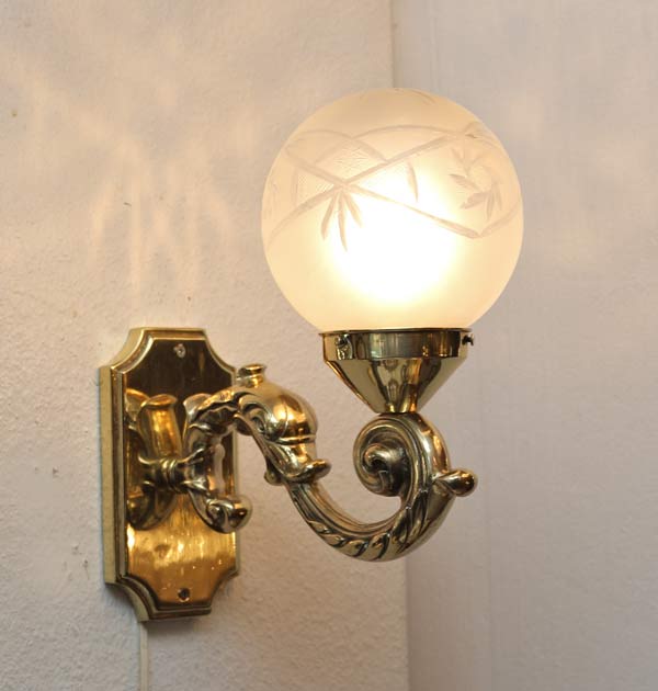 Gründerzeit Wandlampe Wandarm Amplique Messing Lampe